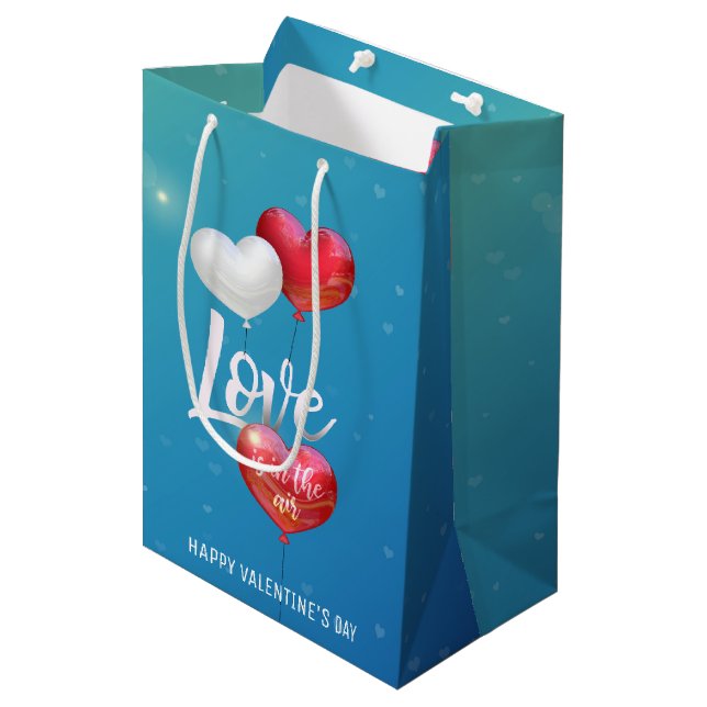 Cadeau Moyen L'Amour Est Dans L'Air Valentine Ballons - Sac Cad (Devant Angle)