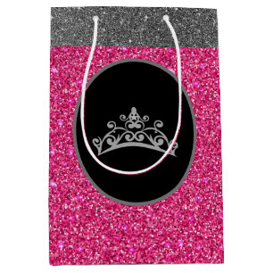 Cadeau Moyen Miss Pageant Tiara Crown Rose FX Glitter Sac cadea