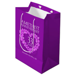 Cadeau Moyen Nom personnalisé améthyste anniversaire photo sac 