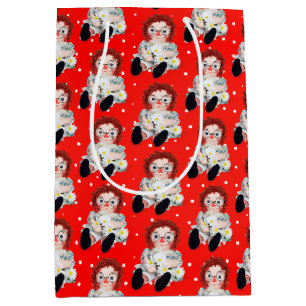 Cadeau Moyen Poupée de sac avec marguerites sur Pois