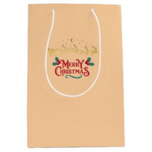 Cadeau Moyen sac a cadeaux noel kraft neuf-motif merry chrismas