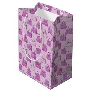 Cadeau Moyen Sac à main en croco rose orchidée, motif de mode