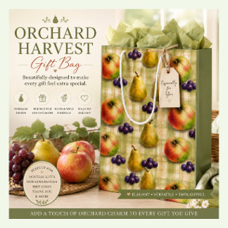 Cadeau Moyen Sac Cadeaux Fruits Pommes Poires Raisins Design