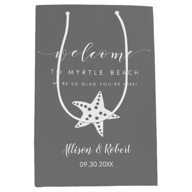 Cadeau Moyen Sac de bienvenue Starfish pour l'invité de mariage (Devant)