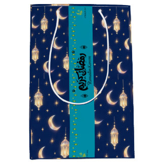 Cadeau Moyen Sac de cadeaux de Ramadan Navy Or Luxe