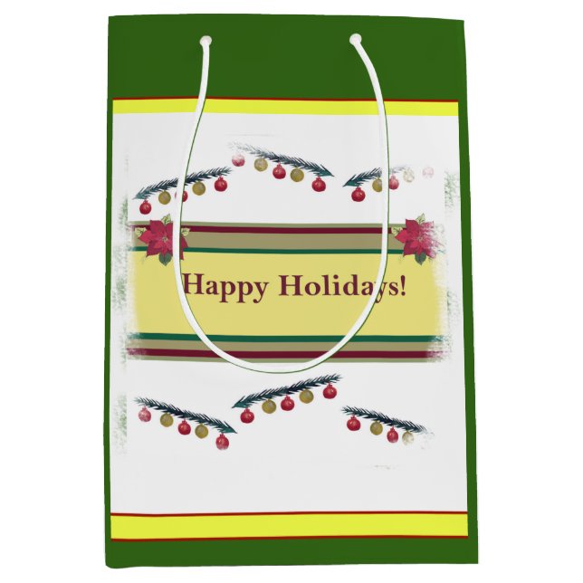 Cadeau Moyen Sac de cadeaux Joyeuses Fêtes (Devant)