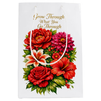 Cadeau Moyen Sac de fleurs inspirant – « Grandir à travers ce q