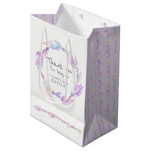 Cadeau Moyen Sac de mariage violet en plumes et perles