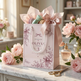 Cadeau Moyen Sac de naissance élégant rose pâle Coquette Bow Fl