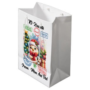 Cadeau Moyen Sac de Père Noël joyeux avec décoration de fête