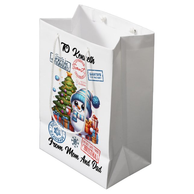 Cadeau Moyen Sac de vacances avec autocollants de fête (Devant Angle)