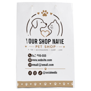 Cadeau Moyen Sac en papier personnalisé pour animalerie avec lo
