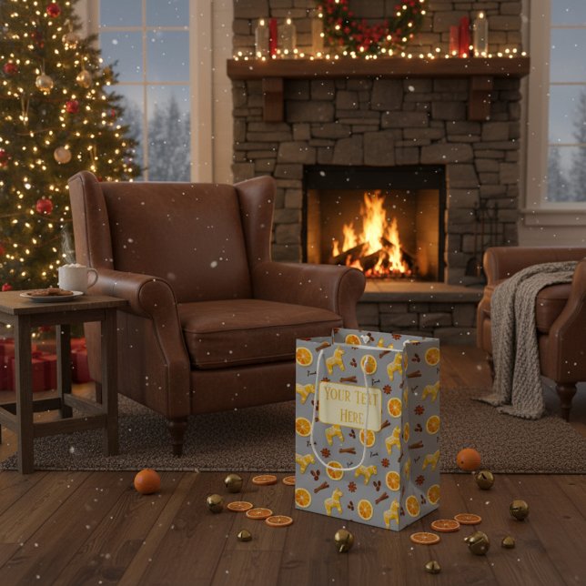 Cadeau Moyen Sac en papier personnalisé pour les fêtes avec pai (Créateur téléchargé)