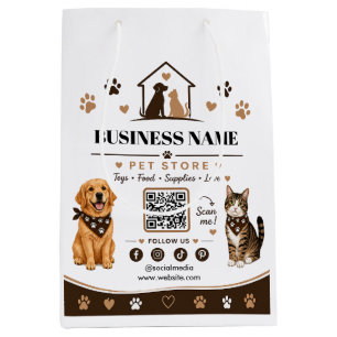 Cadeau Moyen Sac en papier pour animalerie moderne, code QR per
