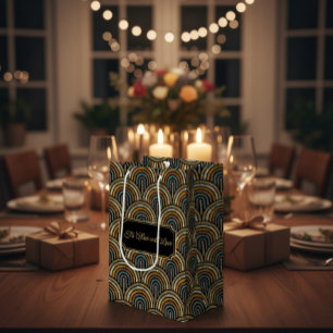 Cadeau Moyen Sac en papier sur mesure Art Déco de style brodé