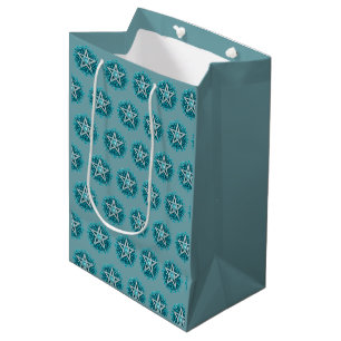 Cadeau Moyen Sac Floral Pentagramme Vert Sorcière Halloween Ver