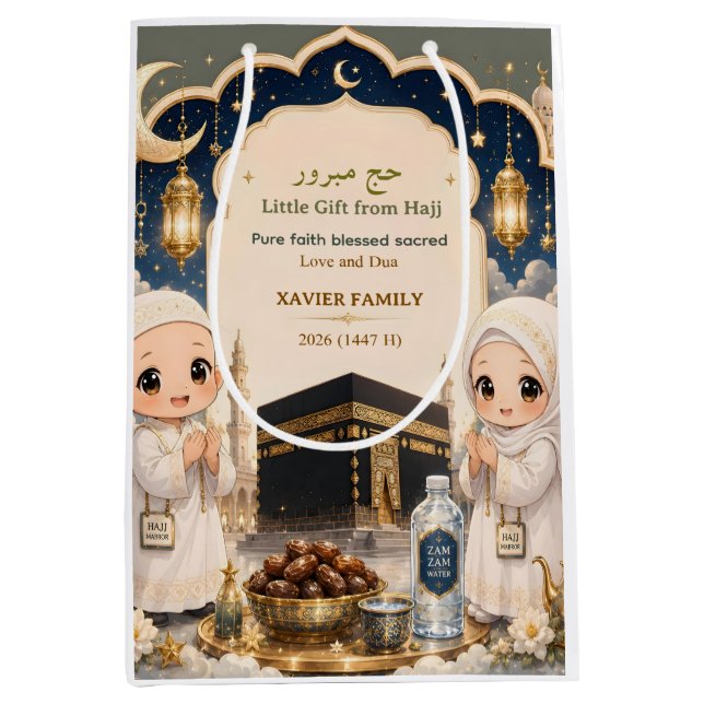 Cadeau Moyen Sac Hajj Mabroor Chibi Musulman de Luxe (Devant)