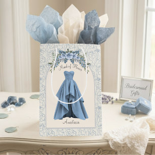 Cadeau Moyen Sac personnalisé de demoiselle d'honneur bleu pous