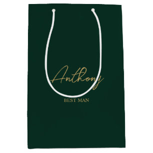 Cadeau Moyen Sac personnalisé de fête de mariage vert et or