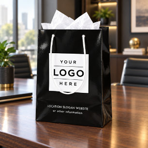 Cadeau Moyen Sac Shopping Personnalisé Logo d'Entreprise Noir