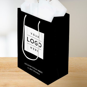 Cadeau Moyen Sac Shopping Personnalisé Logo d'Entreprise Noir