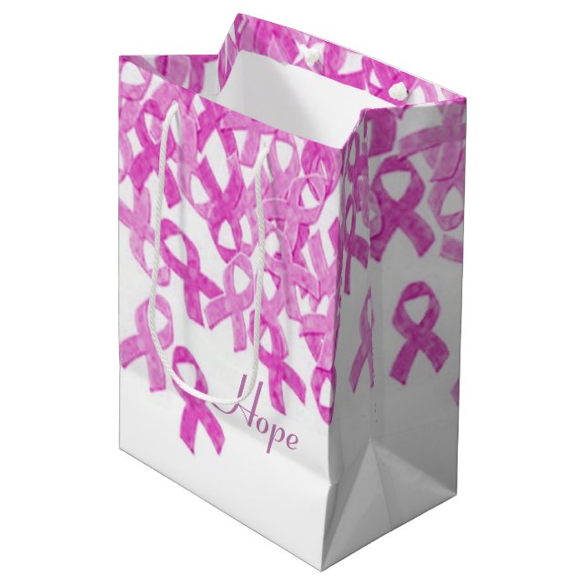 Cadeau Moyen Sensibilisation au cancer du sein Sac à ruban en v (Devant Angle)