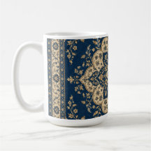 Cadeau Mug Persan Vintage Médaillon Navy Or