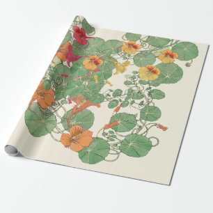 Cadeau Nasturtiums   Antique Lithographe 1896 Papier d'en