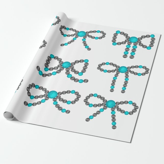 Cadeau Navajo Pearl Bow avec papier d'enveloppement turqu (Déroulé)