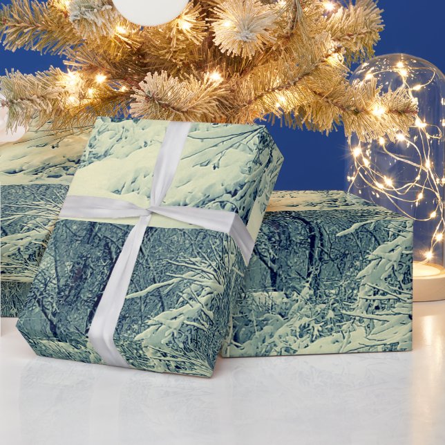Cadeau NEIGE SUR LE papier d'emballage BRANCHES (Vacances)