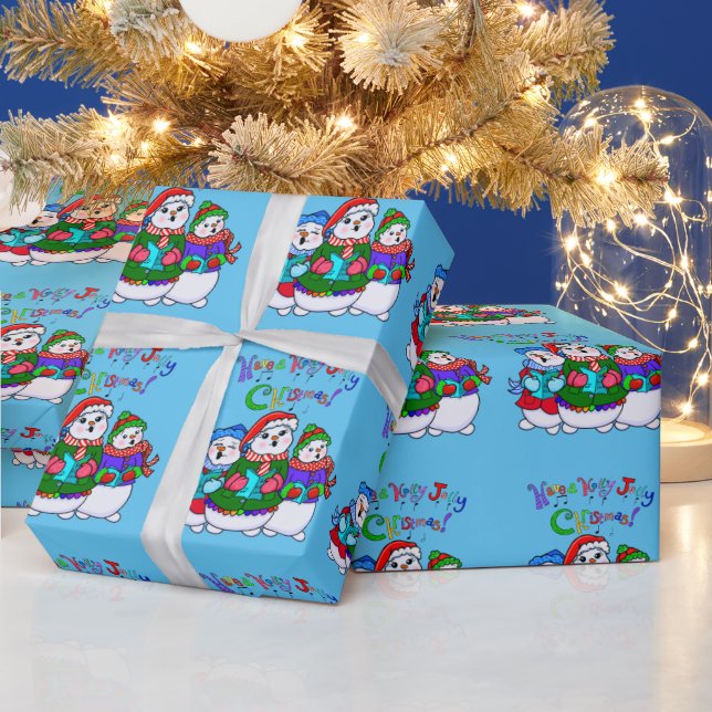 Cadeau Noël Caroling Snowpeople Enveloppement Papier (Vacances)