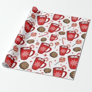 Cadeau Noël Chocolat chaud et bonbons Papier à envelopper