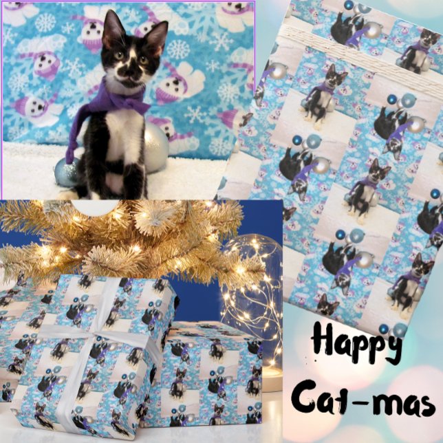 Cadeau Noël de Cowboy - Chat / Kitten Papier à envelopper (Créateur téléchargé)