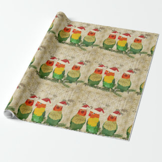 Cadeau Noël de trois papier d'emballage de petit oiseaux