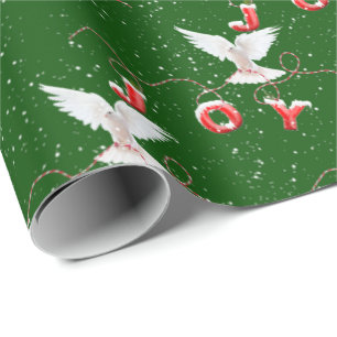 Cadeau Noël Joy Dove et Snowflakes Wrapper Papier