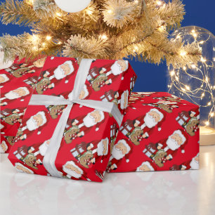 Cadeau Noël Père Noël et jouets papier d'emballage
