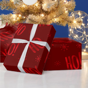 Cadeau Noël Vacances Ho Ho Rouge papier à envelopper