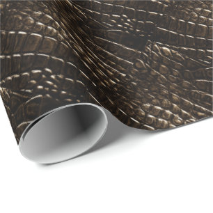 Cadeau Noir de papier d'emballage de peau de crocodile,