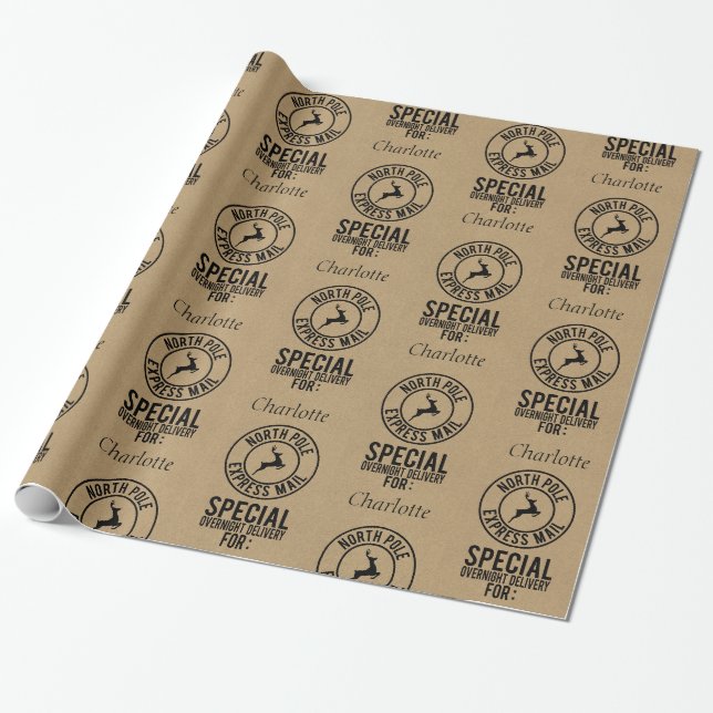 Cadeau Nom noir Kraft 30"x6" à partir du papier d'envelop (Déroulé)