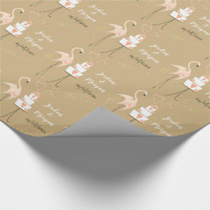 Cadeau Noms des Mariages Flamants roses papier d'emballag