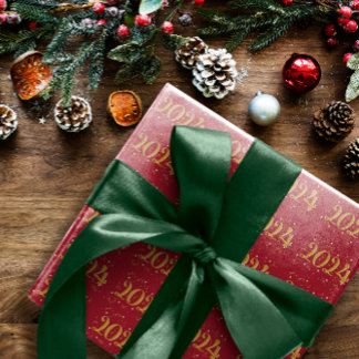 Cadeau Nouvel An 2024 Papier rouge de Noël