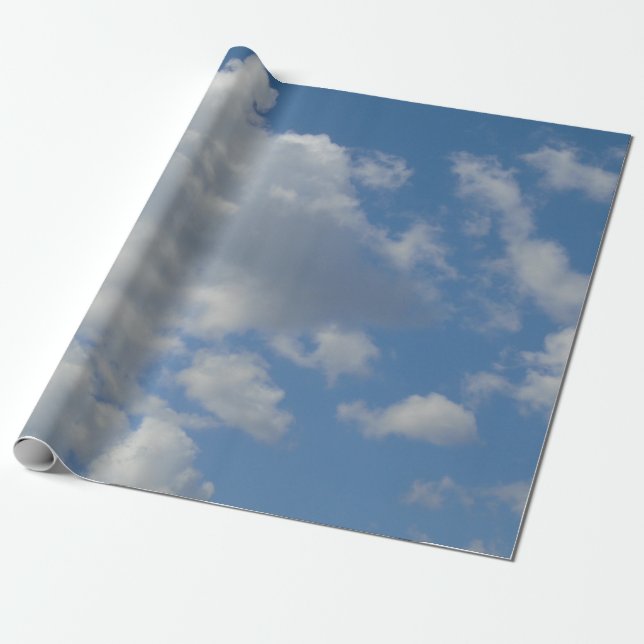 Cadeau Nuages blancs/gris et papier d'enveloppement du ci (Déroulé)