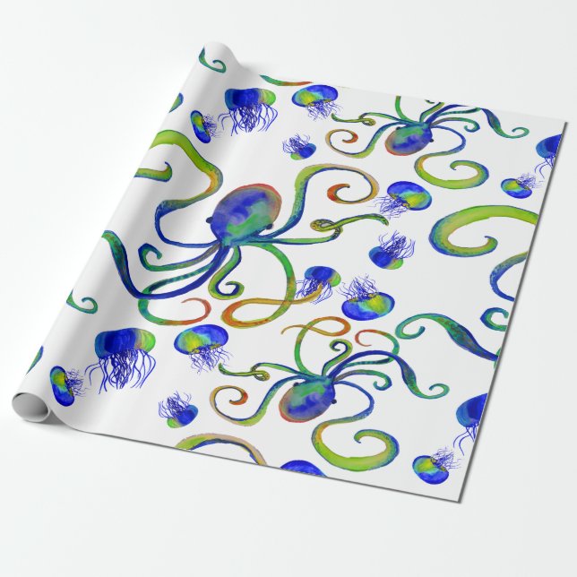 Cadeau OctoJelly Sea Creature Papier d'enveloppement pers (Déroulé)