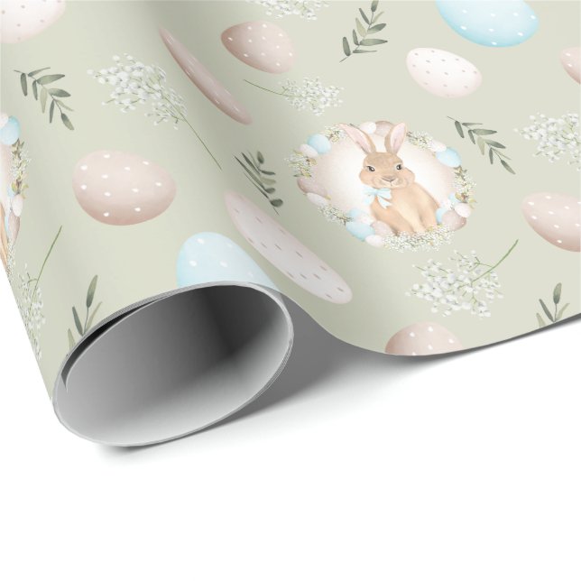 Cadeau Oeufs de Pâques et papier d'enveloppement de lapin (Coin rond)
