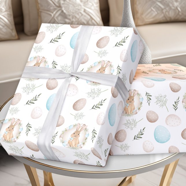 Cadeau Oeufs de Pâques et papier d'enveloppement de lapin (Easter Eggs and Bunny Wrapping Paper)