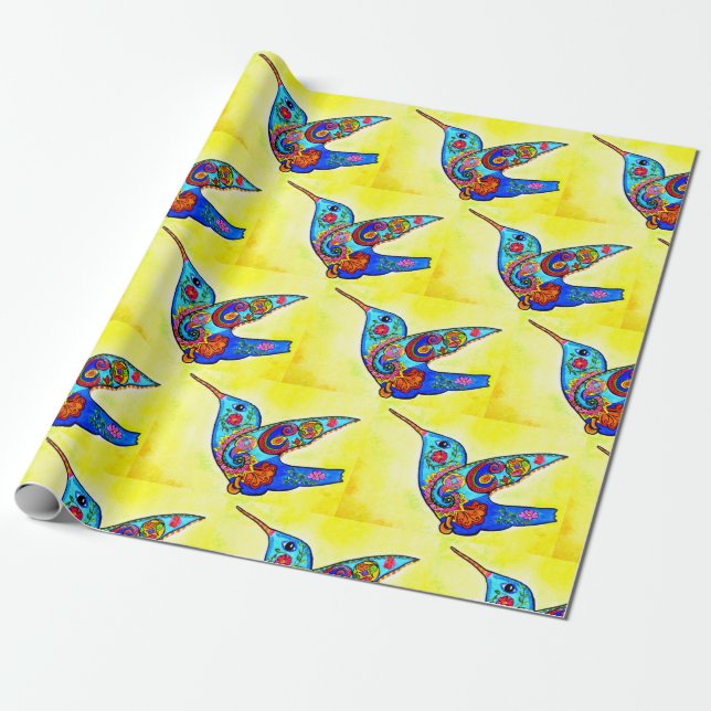 Cadeau Oiseau de Humming - Papier d'enveloppement (Déroulé)