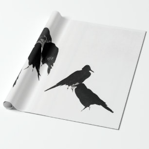 CADEAU OISEAUX NOIRS PAPIER JAPONAIS EN LAVAGE D'ENCRE