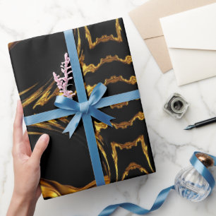 Cadeau Opulence monochrome : papier designer noir or liqu