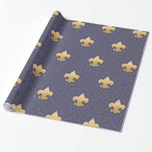 Cadeau Or élégant et papier d'emballage de Blue Fleur D