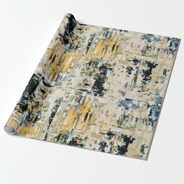 Cadeau Or parmi le papier d'emballage de gravier (Déroulé)